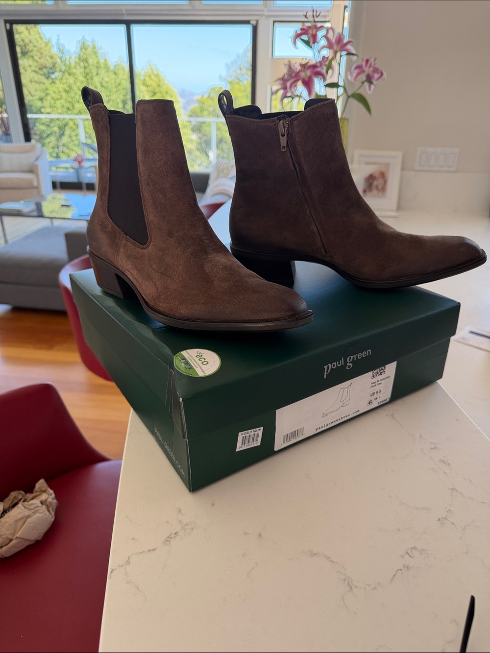 Paul Green Brown Suede Ankle Booties with Side Zip
